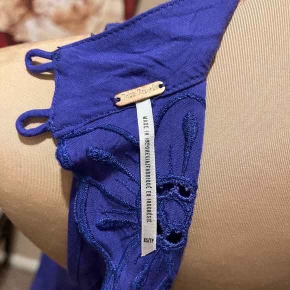 Free People Hot Child Mini Dress Eyelet Dropwaist Babydoll Open-back, size XS - Picture 8 of 8